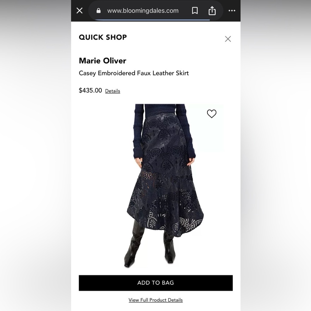Marie Oliver Casey Embroidered Faux Leather Skirt - Picture 2 of 10